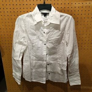 Attention White Button Up Shirt Top